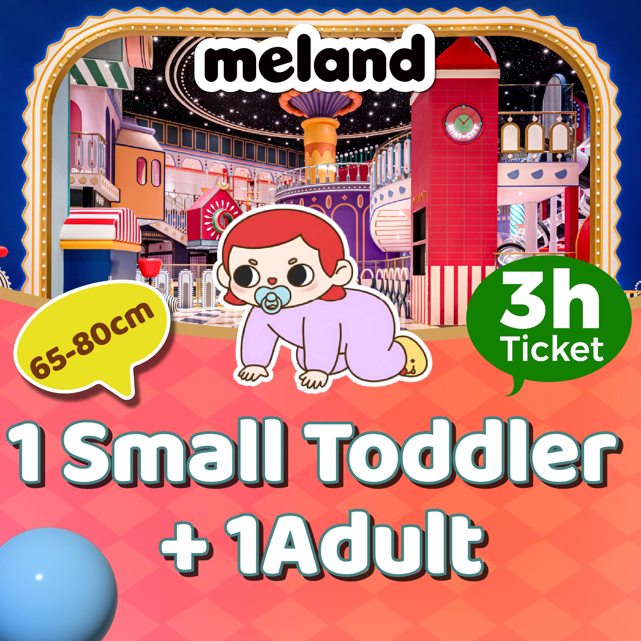1Adult+1Small Toddler 65-80 cm Play for 3 hrs